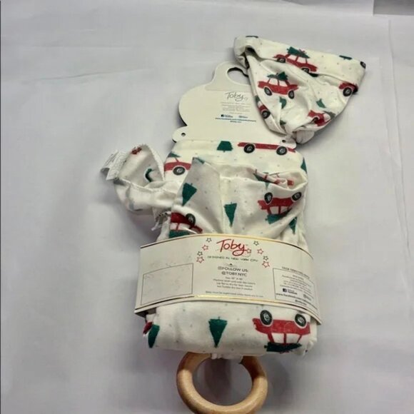 Toby My First Christmas 3 Piece Blanket Hat Rattle - Picture 2 of 4